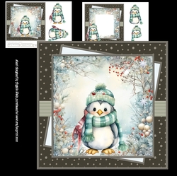 Warm penguin 7x7, sentiment tiles, decoupage, insert blank tiles