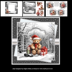 Teddy bear 7x7 card, decoupage, toppers, and insert