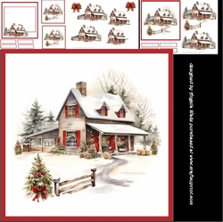 Farmhouse 6x6 card with sentiment tiles , decoupage, insert and two gift cards