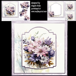 Mixed flowers 7x7, decoupage, insert, gift cards, sentiment tiles
