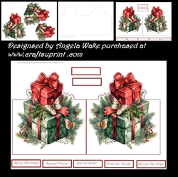 Gifts and holly shaped card, 