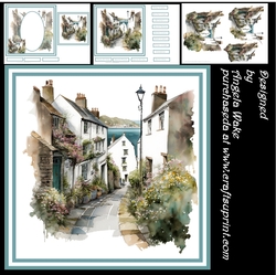 Cornish street, 7x7 card sentiment tiles, decoupage, insert and topper