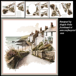 Cornish coast 7x7, sentiment tiles and decoupage, insert and toppers, decoupage