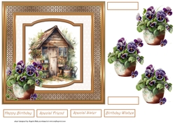 Garden shed and pansy 7x7