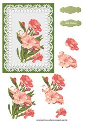 Pink Floral with Lace and Pearls