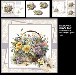 Basket of Easter flowers 7x7,