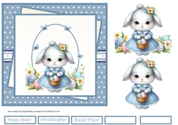 Cute Easter bunny 7x7 and decoupage