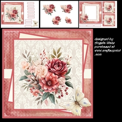 Summer flowers 7x7, sentiment tiles, decoupage, insert and toppers