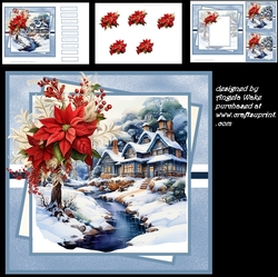 Christmas flowers 7x7, decoupage, insert, toppers