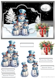 Snowman family A5 card and decoupage