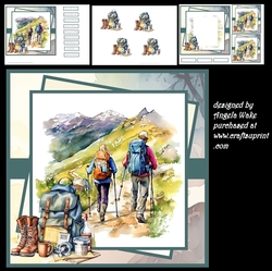 Hiking holiday 7x7, decoupage, insert and toppers