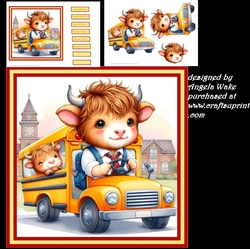 Highland cow back to school 7x7, sentiment tiles and decoupage
