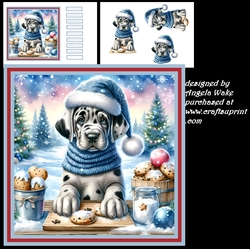 Dalmation baking cookies 7x7 card, sentiment tiles and decoupage