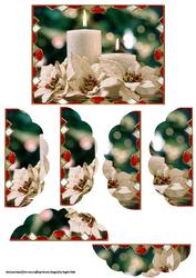 White Candles and Poinsettias with Scalloped Stackers