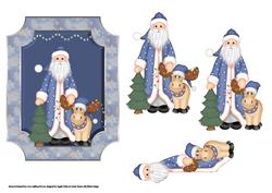 Blue Blue Santa and Reindeer Topper