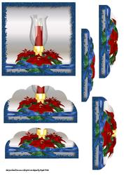 Red Candle Lamp with Poinsettias