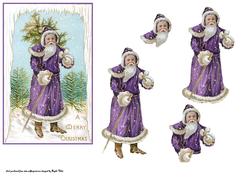 Vintage Santa in a Purple Robe