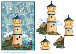Seagulls Flying Above the Lighthouse