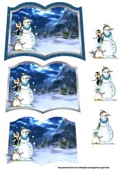Snowman and Friends in the Moonlight