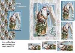 Santa Walking in the Snow with His Tree