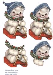 Cute Baby Snowman Sledgeing