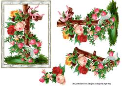 Wood Cross of Roses