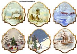 Vintage Christmas Scenes Toppers