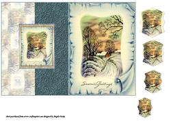 Vintage Winter Christmas Scene Fold Back
