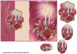Red Poinsettia and Candles Fold Back