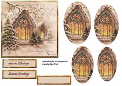 Country Church Scene Vintage