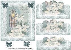 Vintage Church Window and White Poinsettias