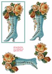A Blue Boot with Flowers In