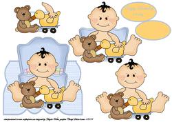 Baby,teddy and Duck Over Edge