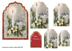 Christmas Candle and Flowers