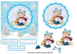 Girl and Teddy on the Sledge