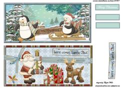 Santa and Playful Penguins