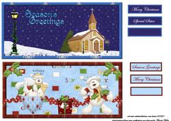 Christmas Bears and Church Scene