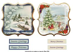 Vintage Christmas Scene Toppers