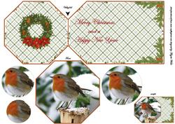 Robin Perched on a Post Octagon Tag Card