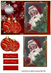 Christmas Vintage Santa and Baubles