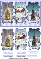 Vintage Christmas Trees and Village