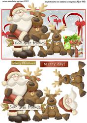Santa with His Reindeer Friends