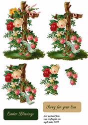 Wood Cross with Flowers