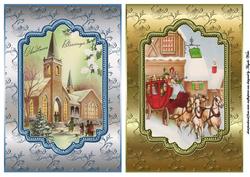 Vintage Christmas Scene Card Fronts