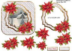 Vintage Christmas Scene with Poinsettias
