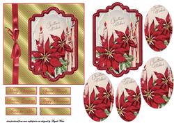 Christmas Candles and Red Poinsettias