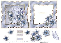 Blue Florals and Butterfly