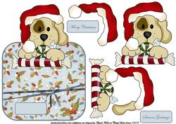 Christmas Puppy Peeping Over Edge