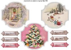 Window, Tree and Church Vintage Toppers