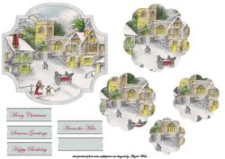 Vintage Christmas Scene Church